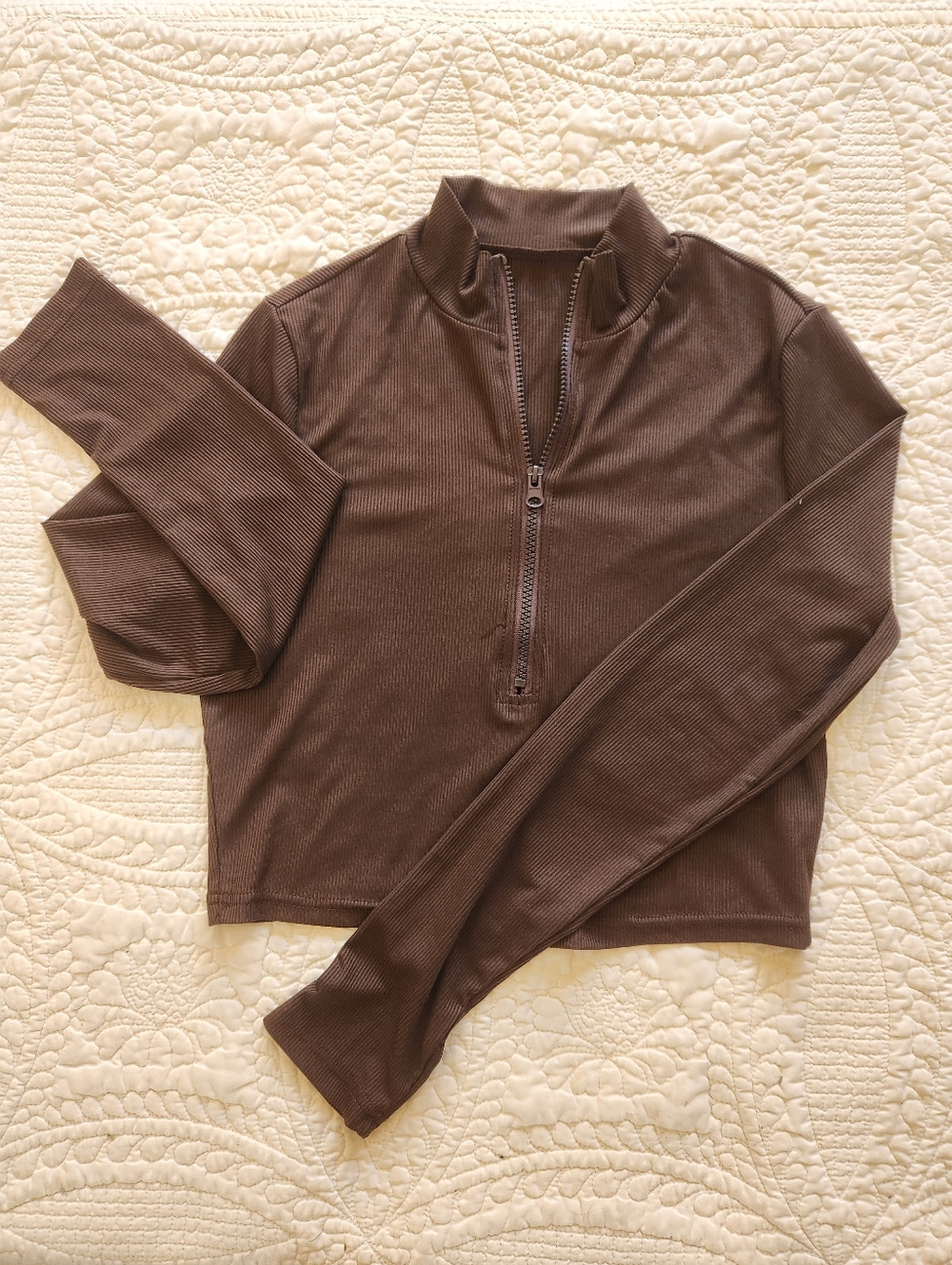 Brown Medium Workout Crop Top